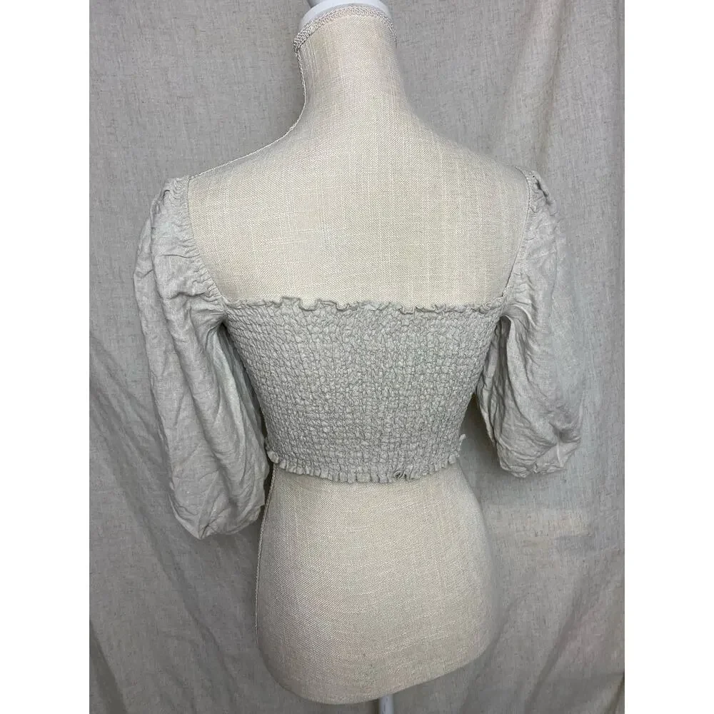 Reformation Scarlett Linen Cream Two Piece Set Size 8 - Picture 6 of 16